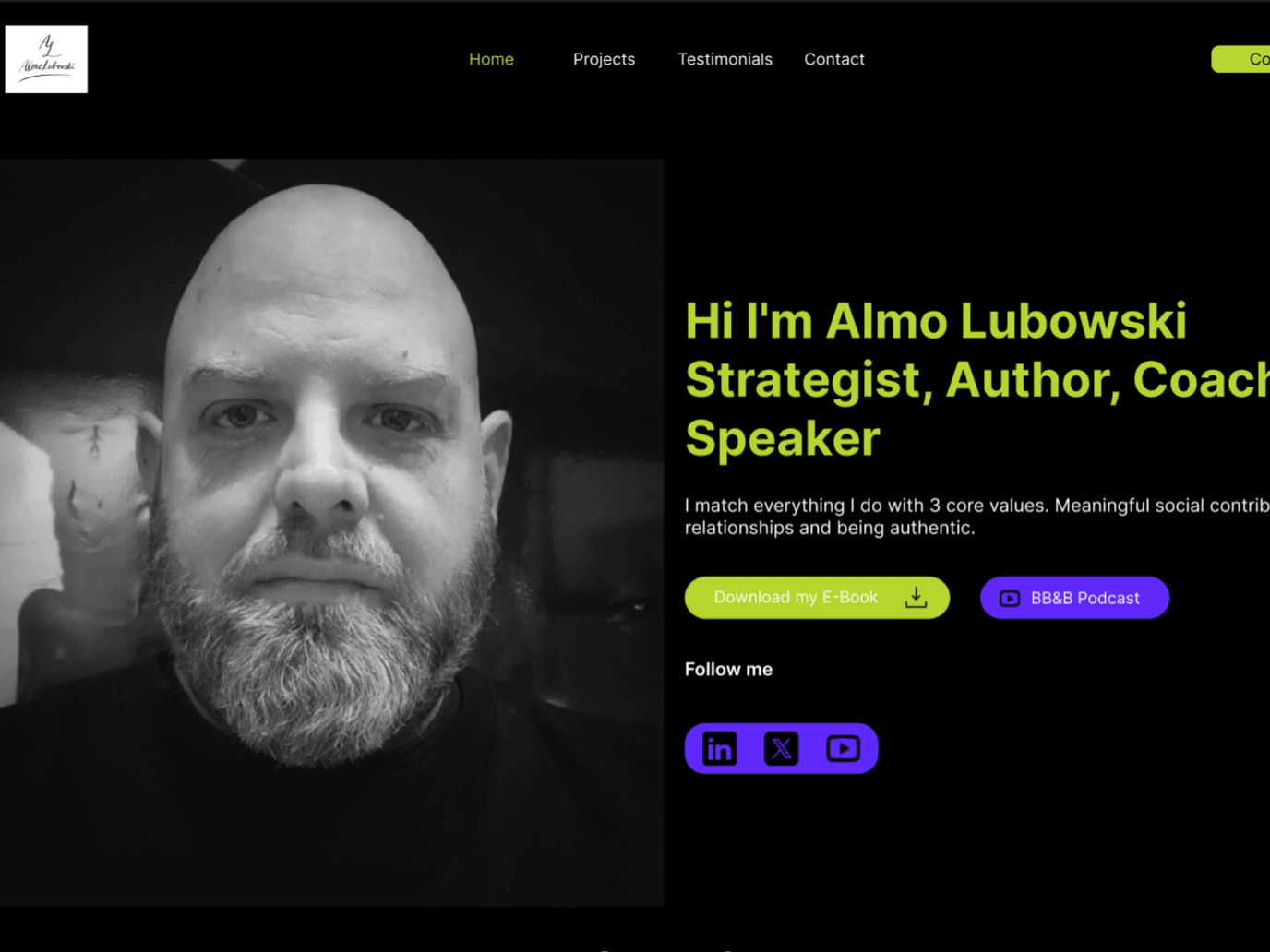 Almo Lubowski Personal Website screenshot